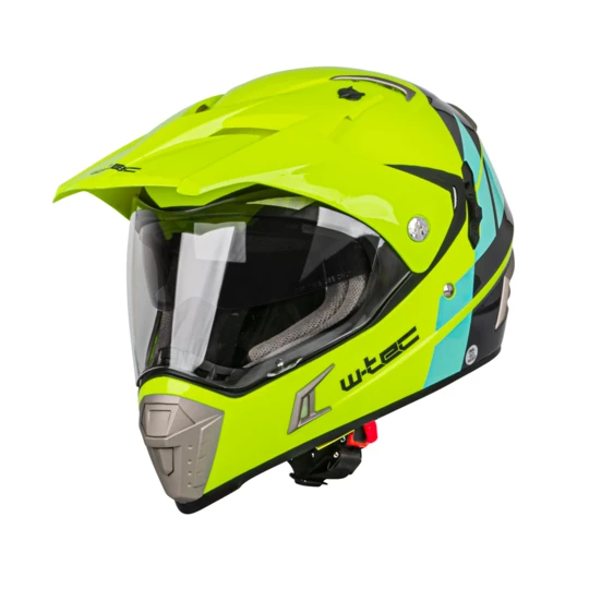 Kask motocyklowy z blendą W-TEC Dualsport - Kolor Fluo żółto-niebieski, Rozmiar XS (53-54)