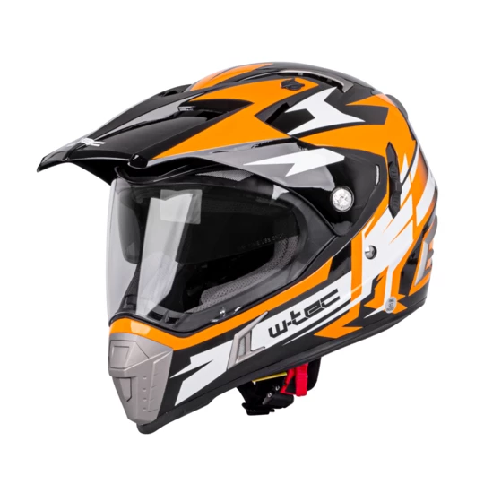 Kask motocyklowy z blendą W-TEC Dualsport - Kolor Czarno-Fluo Pomarańczowy, Rozmiar M (57-58)