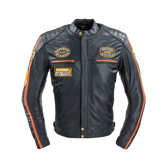 Męska skórzana kurtka motocyklowa W-TEC Sheawen Classic - Kolor Czarny, Rozmiar 4XL