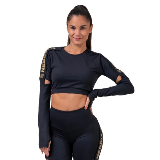 Damski top sportowy Nebbia Honey Bunny 821 - Kolor Czarny, Rozmiar XS