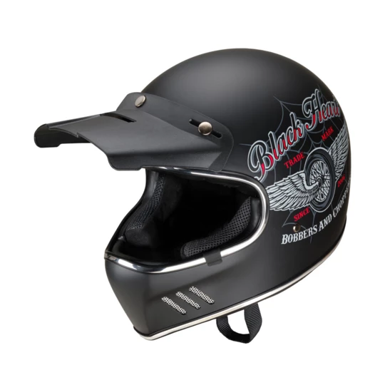 Kask motocyklowy otwarty W-TEC Black Heart Retron - Kolor Gniewny Czarny, Rozmiar S (55-56)