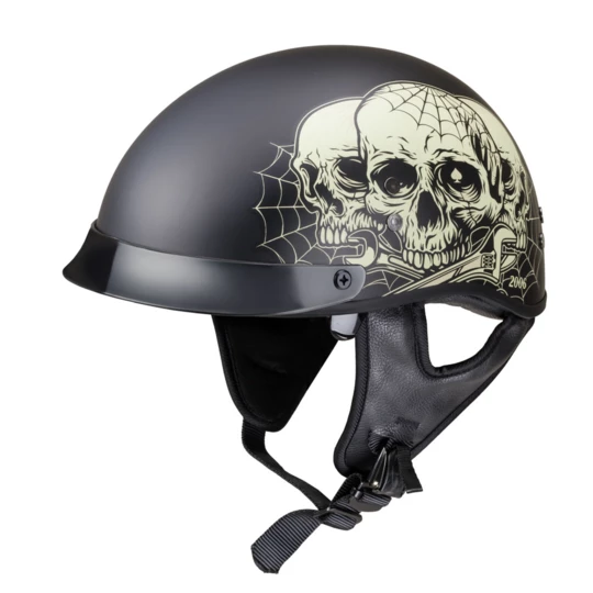 Kask motocyklowy otwarty W-TEC Black Heart Rednut - Kolor Czaszki / Matowa czerń, Rozmiar S (55-56)