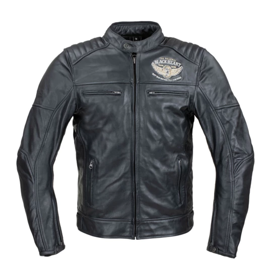 Męska skórzana kurtka motocyklowa W-TEC Black Heart Wings Leather Jacket - Kolor Czarny, Rozmiar S