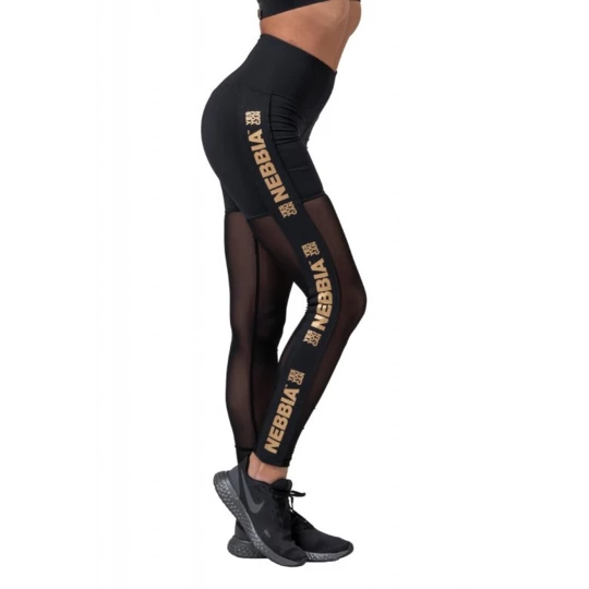 Damskie legginsy Nebbia Gold Mesh 829 - Kolor Czarny, Rozmiar XS