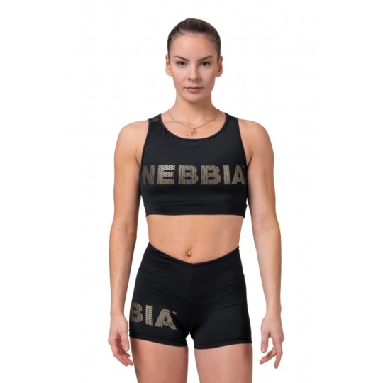 Damski mini top Nebbia Gold Mesh 830 - Kolor Czarny, Rozmiar S