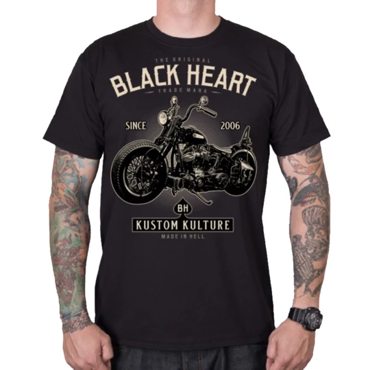 T-shirt koszulka BLACK HEART Motorcycle - Kolor Czarny, Rozmiar M