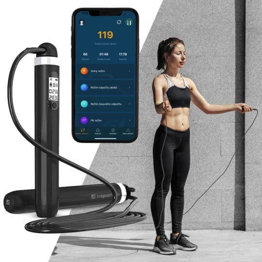 Inteligentna skakanka fitness smart z bluetooth inSPORTline Jumpsmart - Kolor Czarny