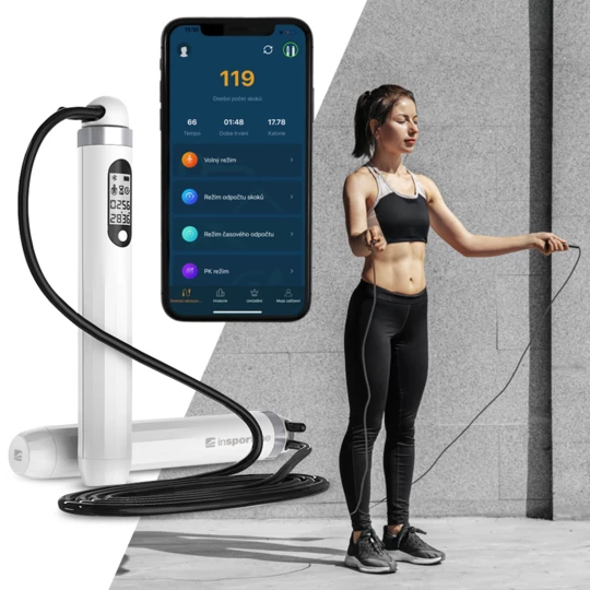 Inteligentna skakanka fitness smart z bluetooth inSPORTline Jumpsmart - Kolor Biały